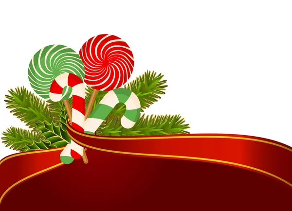 Riet van het suikergoed Kerstmis ingericht — Stockvector