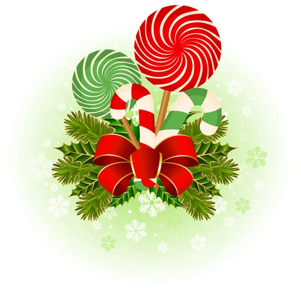 Cane de caramelo de Navidad decorado — Vector de stock