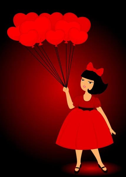 Cartoon little girl with balloons — Stock Vector