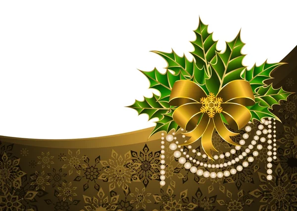 Weihnachten goldene Schleife auf einem Hintergrund — Stockvektor