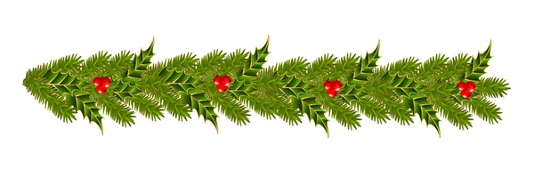 白い背景の上の漿果を持つクリスマス ブランチ — ストックベクタ