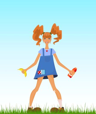 Kız genç kırmızı kıl biber Pippi tarzı ile