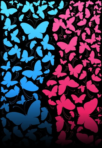 Векторный абстрактный фон с тропическими бабочками — стоковый вектор