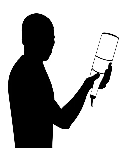 Silhouette de barman montrant des tours avec une bouteille — Image vectorielle