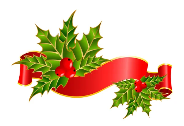 Brillante nastro rosso di Natale su sfondo bianco — Vettoriale Stock