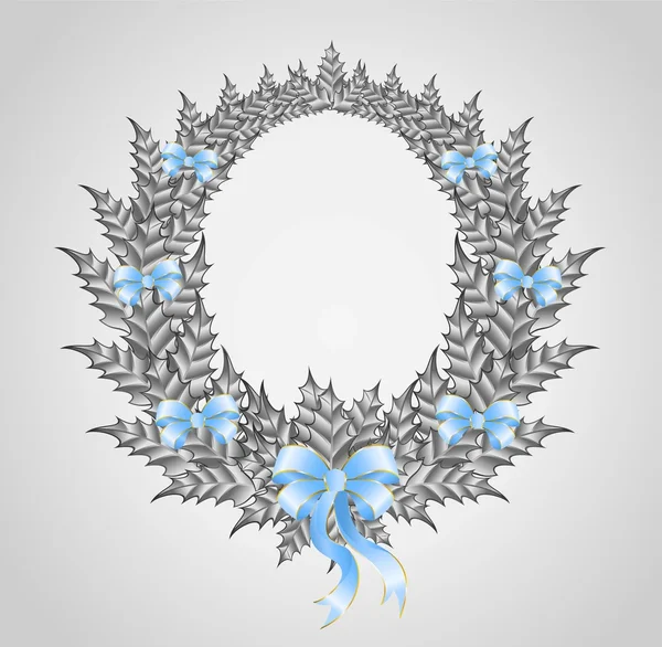 Belle couronne de Noël avec un arc — Image vectorielle