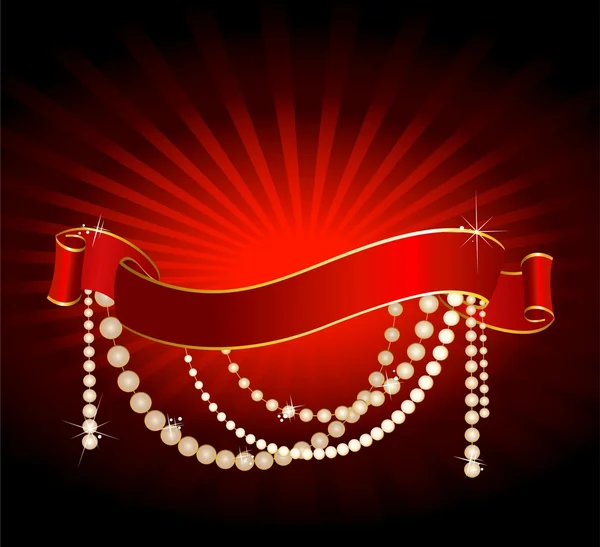 Leuchtend weihnachtliches rotes Band — Stockvektor