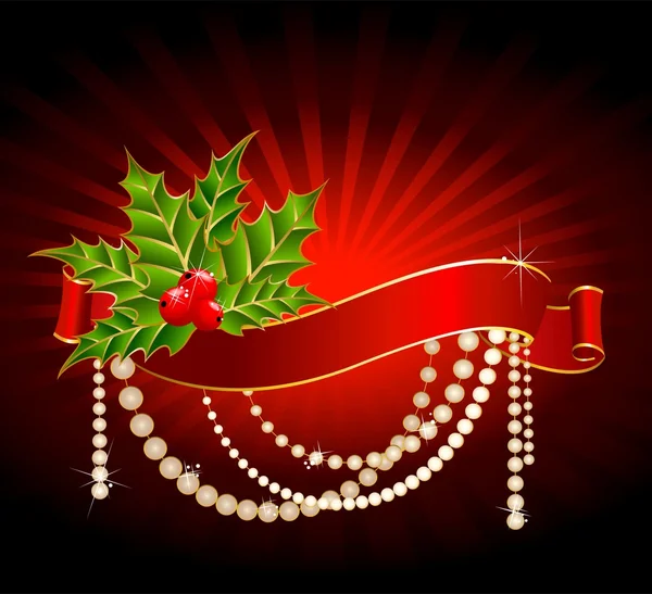 Heldere Kerstmis rood lint — Stockvector