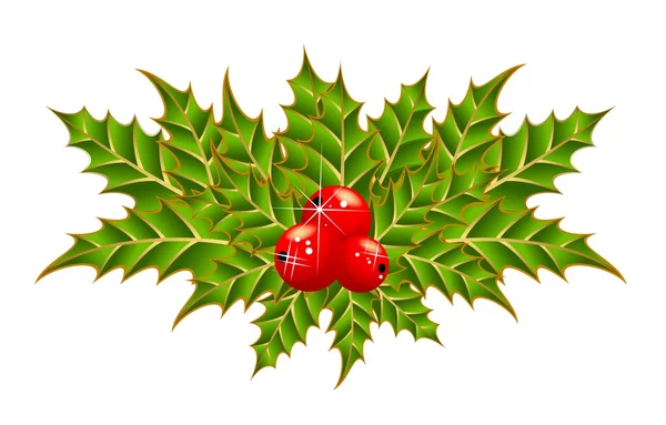 Abstrakter Weihnachtsstrauß aus Blättern und Beeren auf weißem Hintergrund — Stockvektor