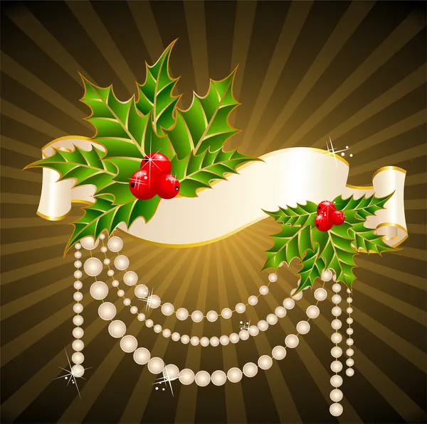Natal azevinho decorar com bordas fitas curso livre — Vetor de Stock