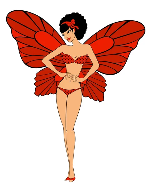 Гарна дівчина з крилами метеликів — стоковий вектор