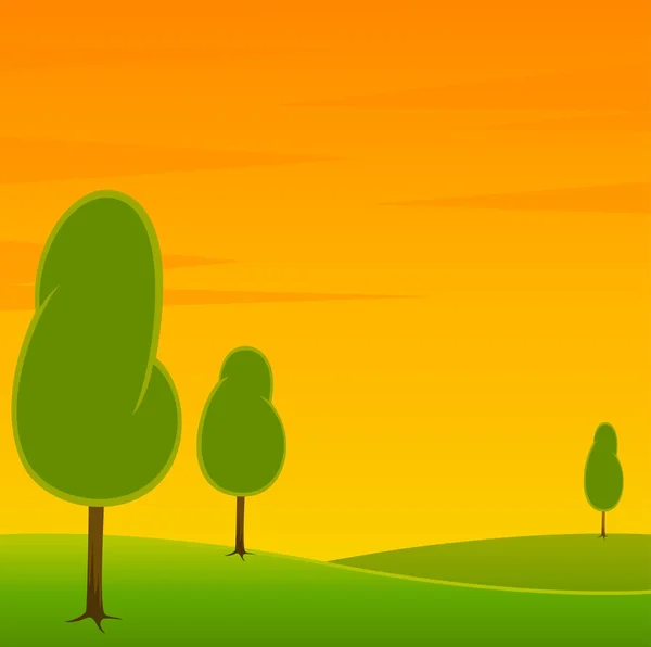 Un paysage champêtre avec des arbres — Image vectorielle