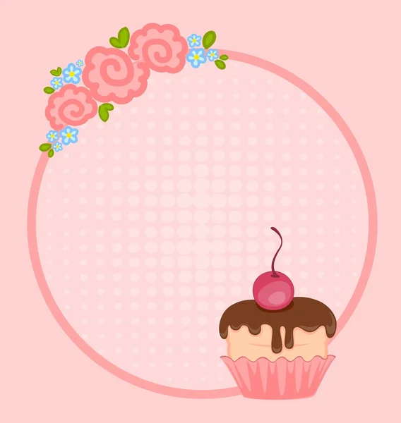 Ημέρα του Αγίου Βαλεντίνου πλαίσιο με γλυκά cupcake για σχεδιασμό — Διανυσματικό Αρχείο