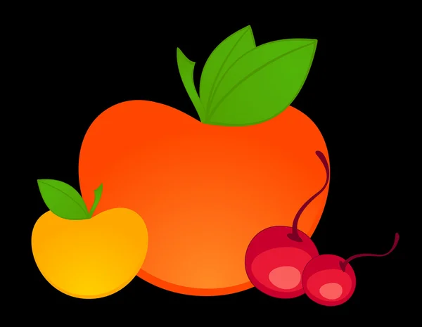 黒の背景に健康的なフルーツ — ストックベクタ