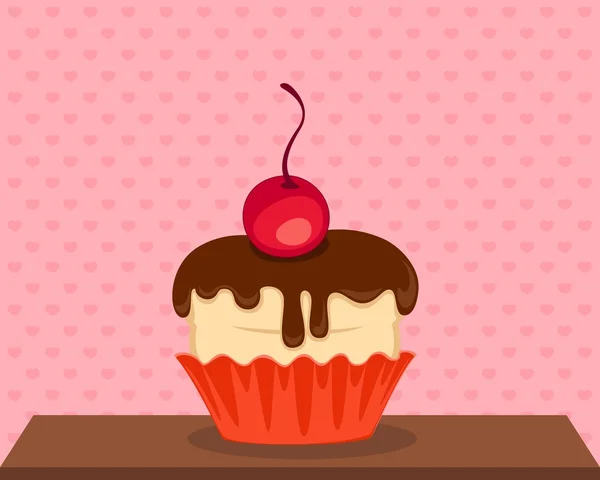 Vector doce cupcake com um chocolate — Vetor de Stock