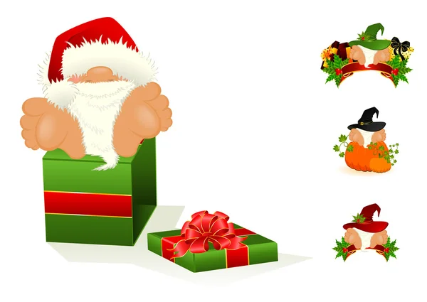 Set of little nice santa Clauses — Stock Vector