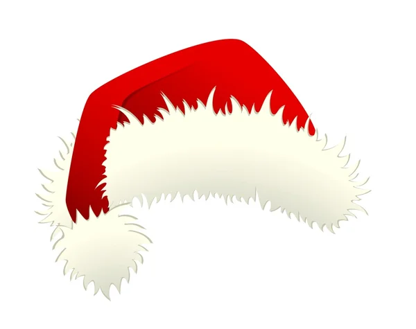 Chapéu vermelho de Papai Noel isolado no branco — Vetor de Stock