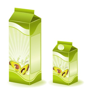 Design of packing milky products with fruit - vector illustration clipart