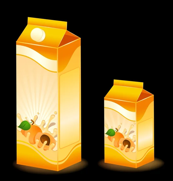 Conception de l'emballage des produits laitiers avec des fruits - illustration vectorielle — Image vectorielle