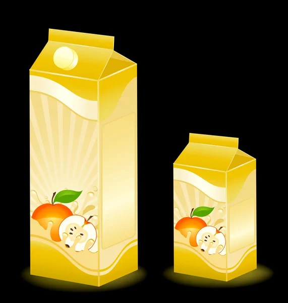 Projeto de embalagem de produtos lácteos com frutas - ilustração vetorial — Vetor de Stock