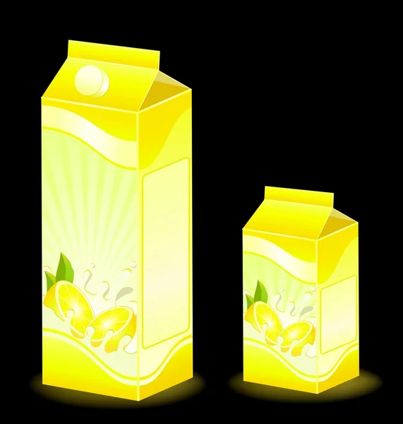 Süt ürünleri ile meyve - vektör çizim ambalaj tasarımı — Stok Vektör