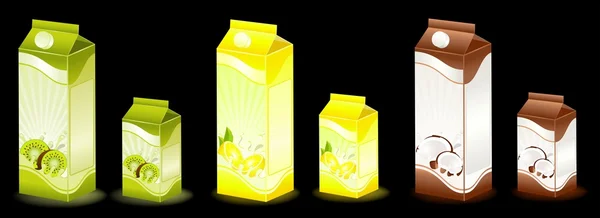 Verpackung von Milchprodukten mit Früchten - Vektorillustration — Stockvektor
