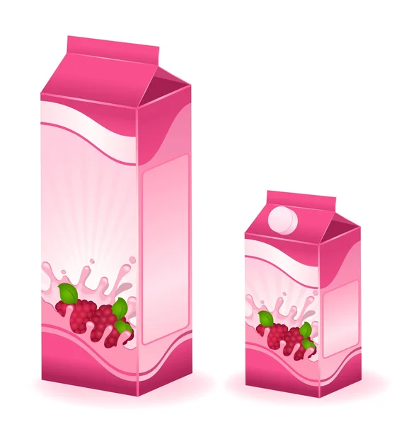 Sada balení mléčné výrobky s ovocem - vektorové ilustrace — Stockový vektor
