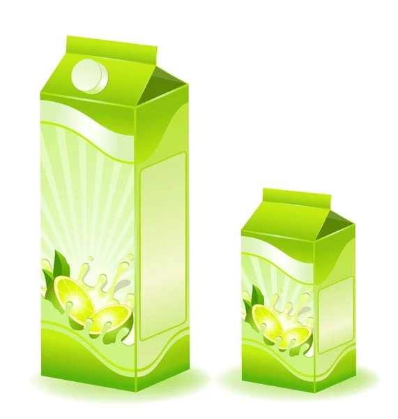 Projeto de embalagem de produtos lácteos com frutas - ilustração vetorial —  Vetores de Stock