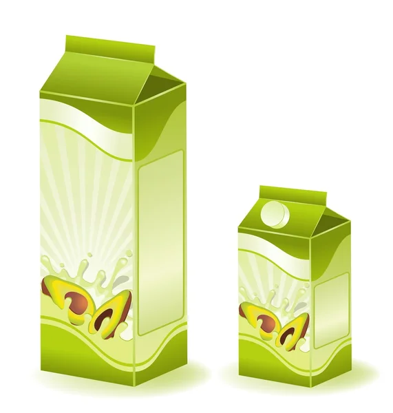 Diseño del embalaje de productos lácteos con fruta - ilustración vectorial — Archivo Imágenes Vectoriales
