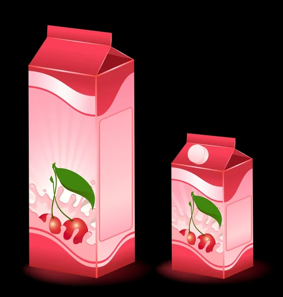 Conception de l'emballage des produits laitiers avec des fruits - illustration vectorielle — Image vectorielle