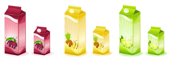 Conjunto de embalagem de produtos lácteos com frutas - ilustração vetorial —  Vetores de Stock