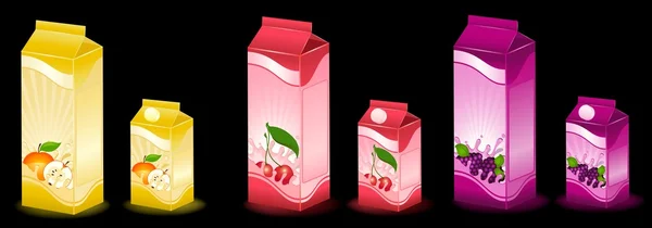 Conjunto de productos lácteos de embalaje con fruta - ilustración vectorial — Vector de stock