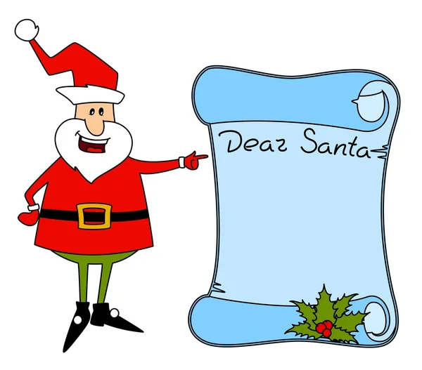 Счастливого Санта Клауса и письмо поверх белого. Вектор — стоковый вектор