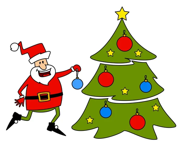 快乐的圣诞老人和杉木树. — 图库矢量图片