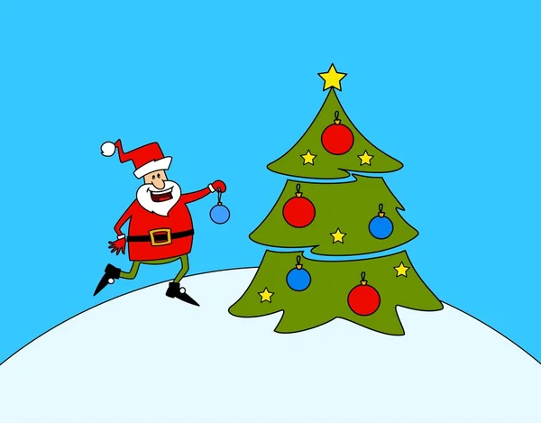 Happy Santa Claus with fir-tree. — Stock Vector