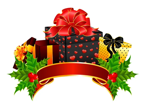 Fondo con regalos de Navidad — Vector de stock