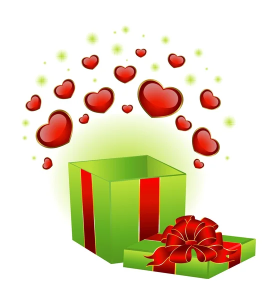 バレンタインの日に心のお祝いボックス — ストックベクタ