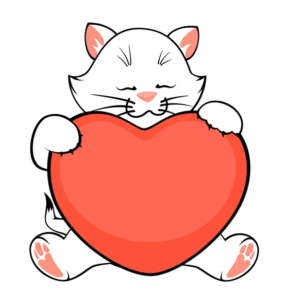 Cartoon kleines Kätzchen mit Herz — Stockvektor