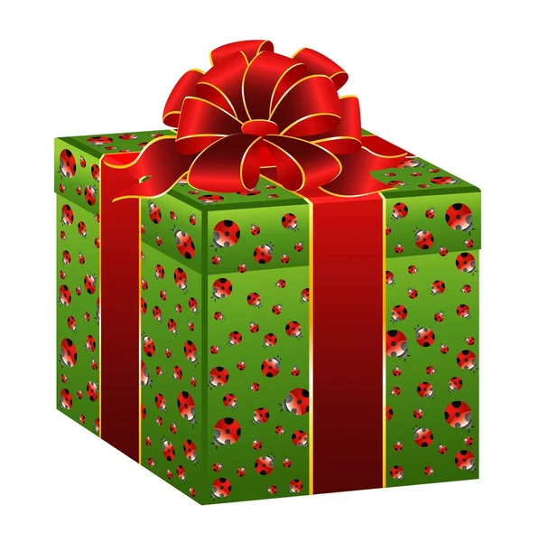 Christmastides beyaz bir arka planda büyük bir yay ile güzel hediye — Stok Vektör