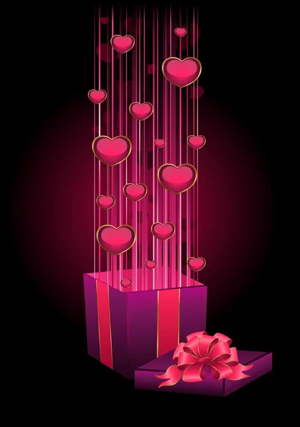 Slavnostní box s srdce na den svatého Valentýna — Stockový vektor