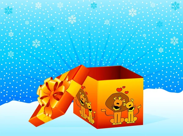 Gyönyörű ajándék egy nagy íj a háttér christmastides — Stock Vector