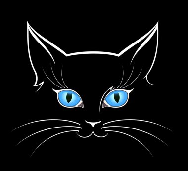 Image of cat eyes in darkness clipart