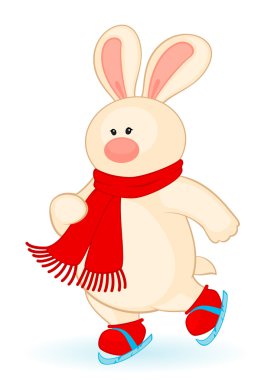 küçük karikatür oyuncak tavşan gider arabayla paten