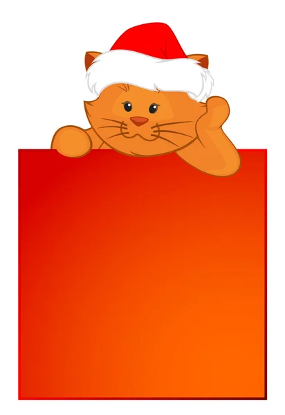Cartoon lilla kattunge i kostym jultomten — Stock vektor