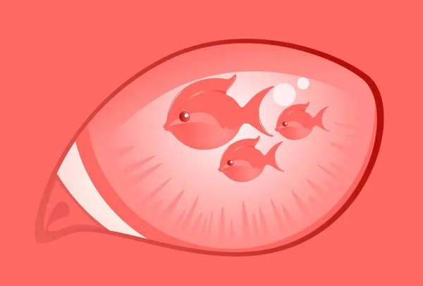 Image de l'oeil de chat avec des poissons — Image vectorielle