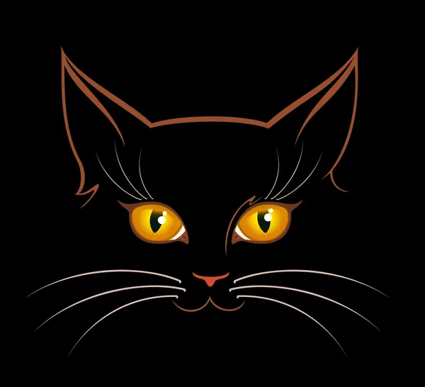 Gambar mata kucing dalam kegelapan - Stok Vektor