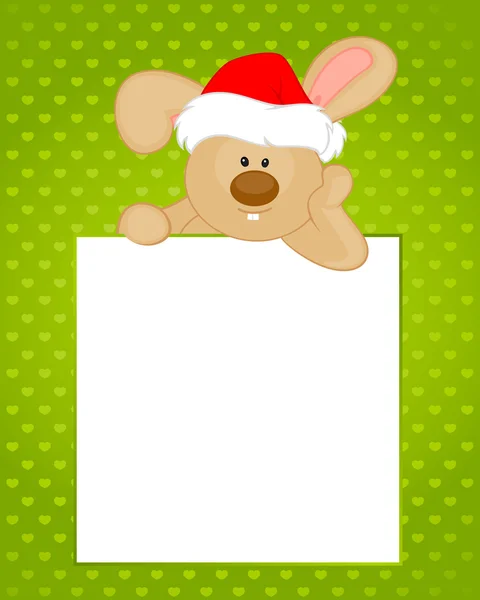 Vector desenho animado coelhinho de brinquedo na tampa do Papai Noel — Vetor de Stock