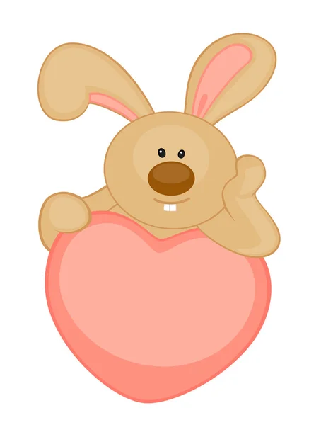 Vettore cartone animato piccolo coniglietto giocattolo con cuore — Vettoriale Stock