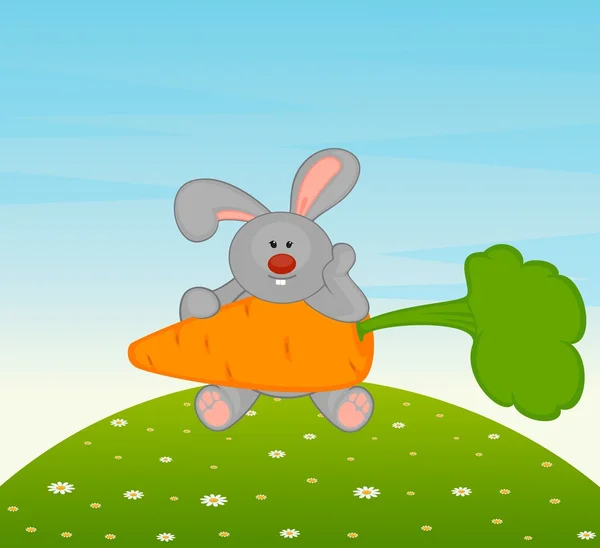 Мультяшний маленький іграшковий кролик з морквою — стоковий вектор