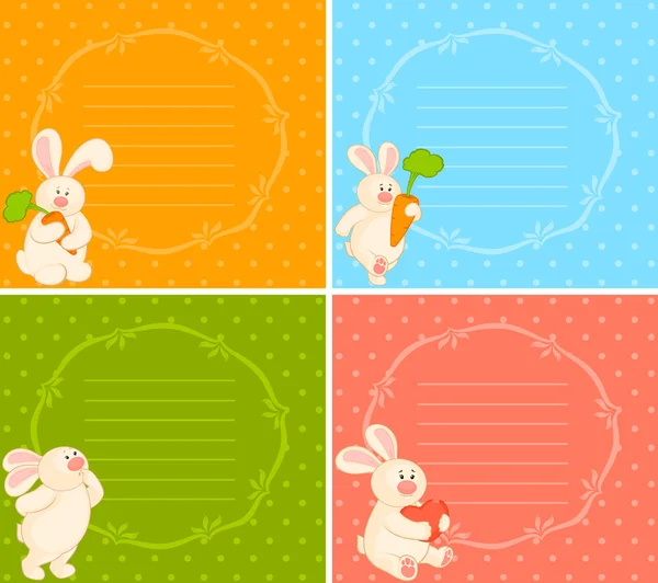 Vector set of cartoon little toy bunny — Stock Vector